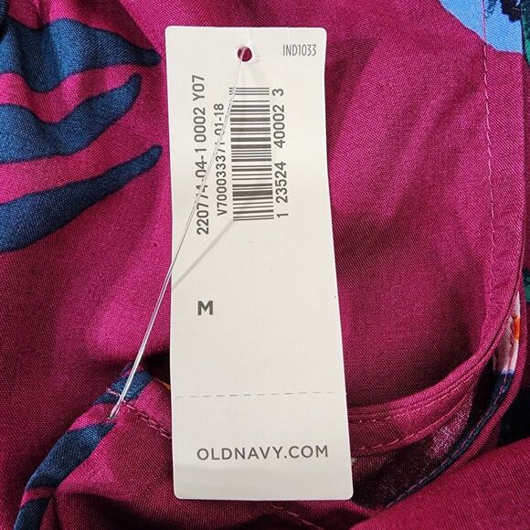 Old Navy Women’s Mini Dress Medium Shift Floral Sleeveless Tie Neck Raspberry - Picture 9 of 10